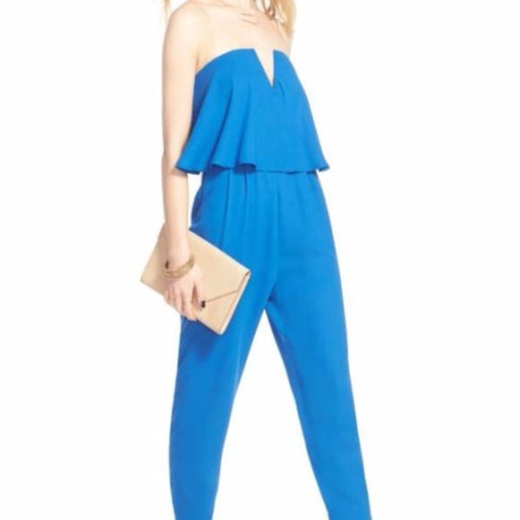 Hommage Pants - Blue Popover Strapless Hommage Jumpsuit/Jumper